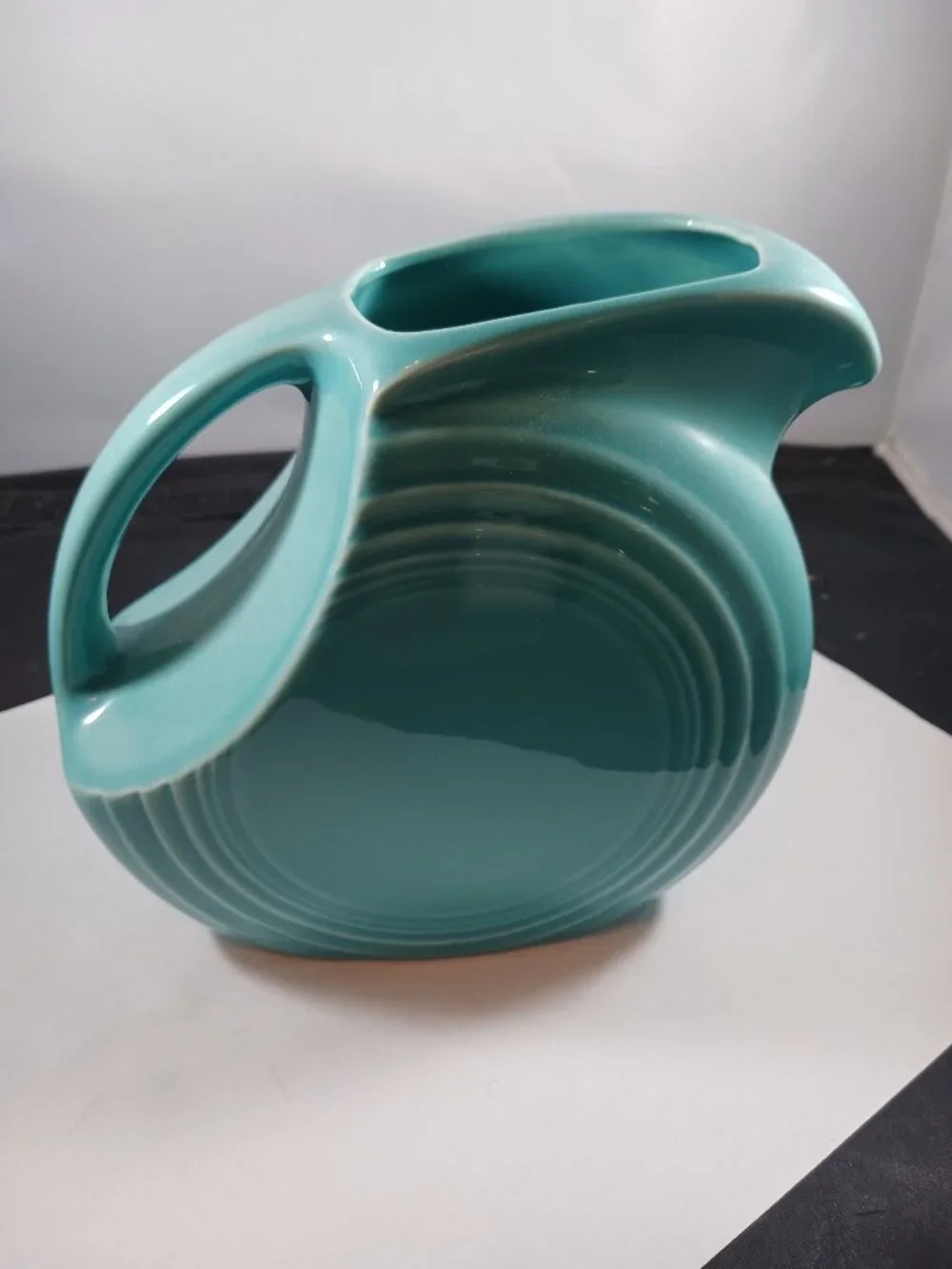 Fiestaware Vintage Turquoise Homer Laughlin Disc Large Pitcher